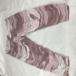 Walk Pop Lavender Mauve and White Marble Athletic Walking Leggings Size X-Large